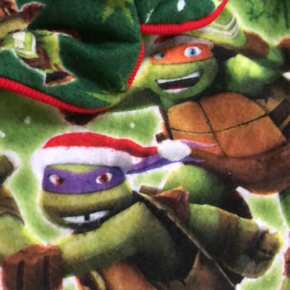 Nickelodeon Santa Ninja‎ Turtles Green Flannel Pajama PJ’s Set Size 8